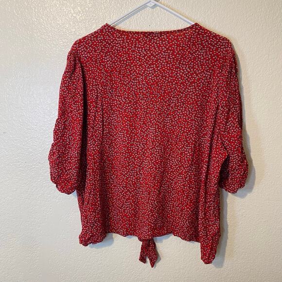 1 State Red Floral Blouse Plus Size 3X - Picture 3 of 8